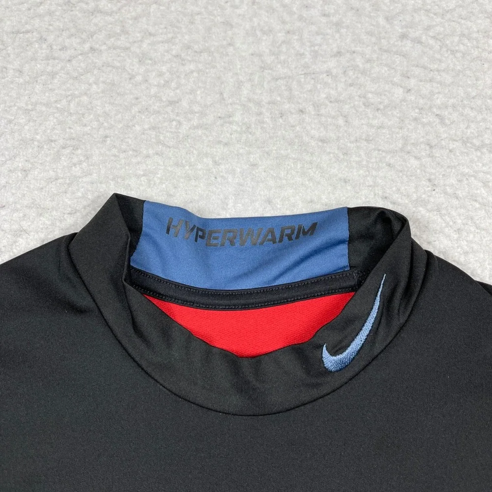 Nike Pro Combat Hyperwarm Shirt Mens XL Black Blue Dri-FIT Long Sleeve Training